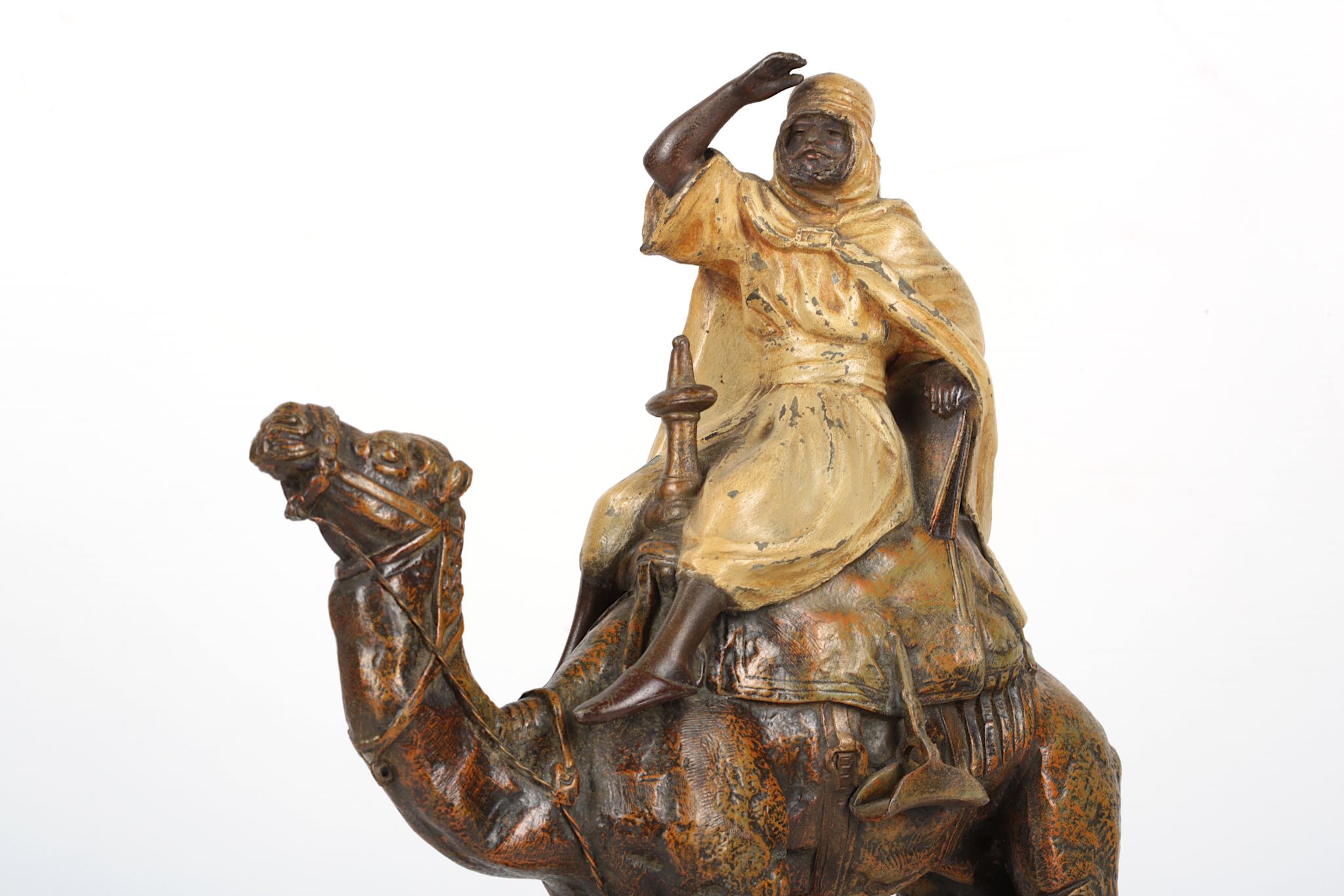 ALFRED BARYE (1839-1882): A LATE 19TH CENTURY COLD PAINTED SPELTER MODEL OF AN ARAB RIDING A - Image 6 of 7