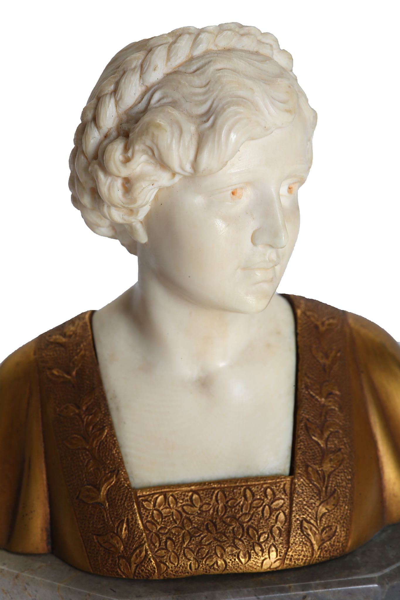 FERDINAND PREISS (GERMAN 1892-1943): AN IVORY AND GILT BRONZE BUST OF A GIRL  the young beauty - Image 8 of 8