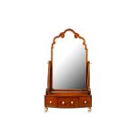 A LARGE 19TH CENTURY MAHOGANY, BOXWOOD STRUNG AND IVORY MOUNTED TOILET MIRROR the bevelled mirror