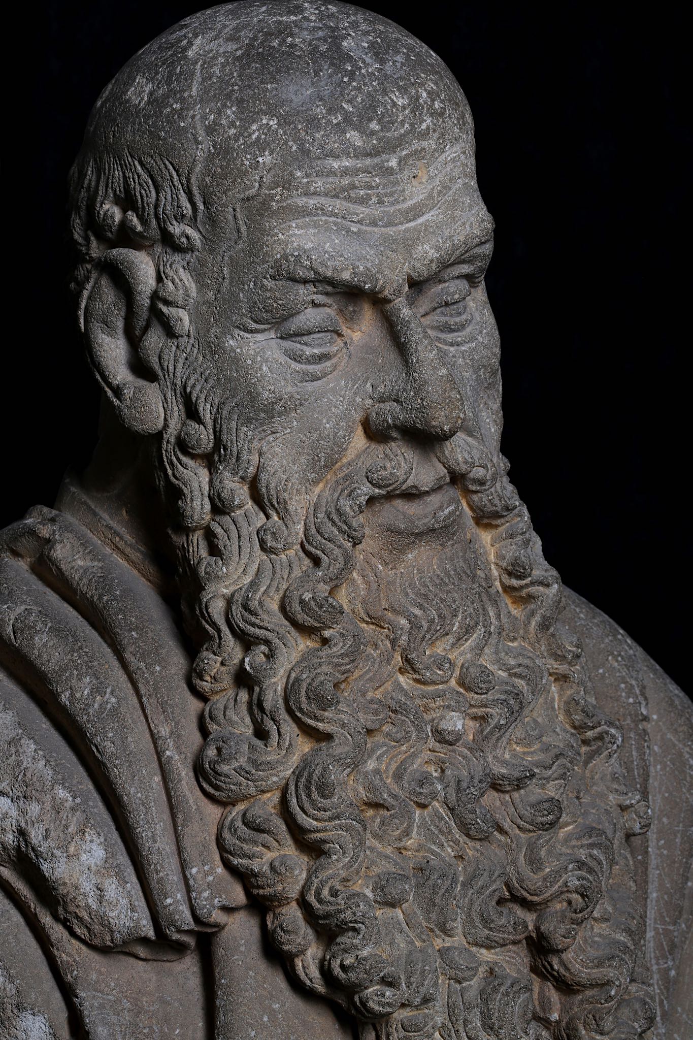 AN IMPORTANT LATE 15TH CENTURY ITALIAN CARVED SANDSTONE BUST OF A BEARDED MAN, CIRCLE OF ANGELO DI - Image 14 of 14