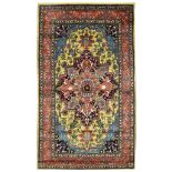 A VERY FINE SILK & METAL THREAD QUM RUG, CENTRAL PERSIA approx: 5ft.8in. x 3ft.4in.(173cm. x 102cm.)