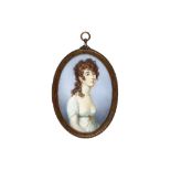 MANNER OF JEAN-URBAIN GUERIN (FRENCH 1761-1836) Portrait miniature of a lady in white décolleté