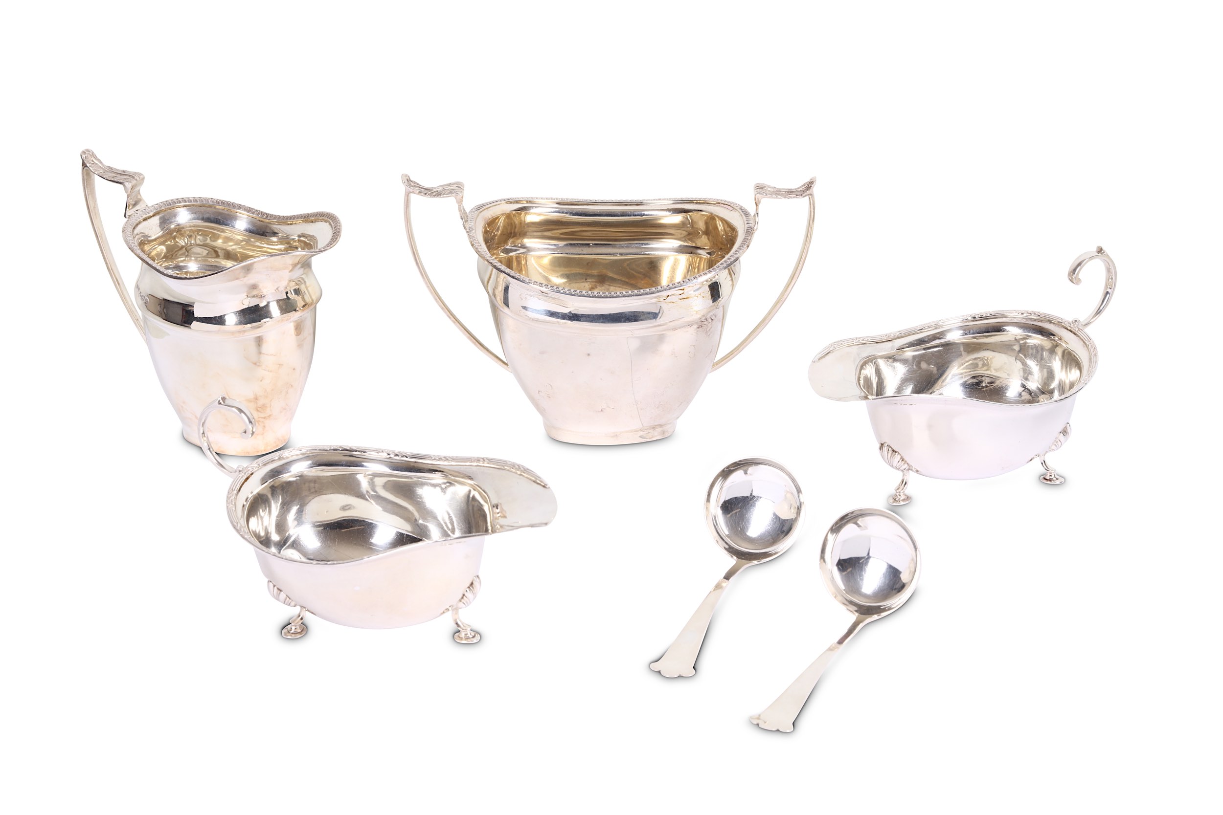 A mixed group of antique sterling silver items, in