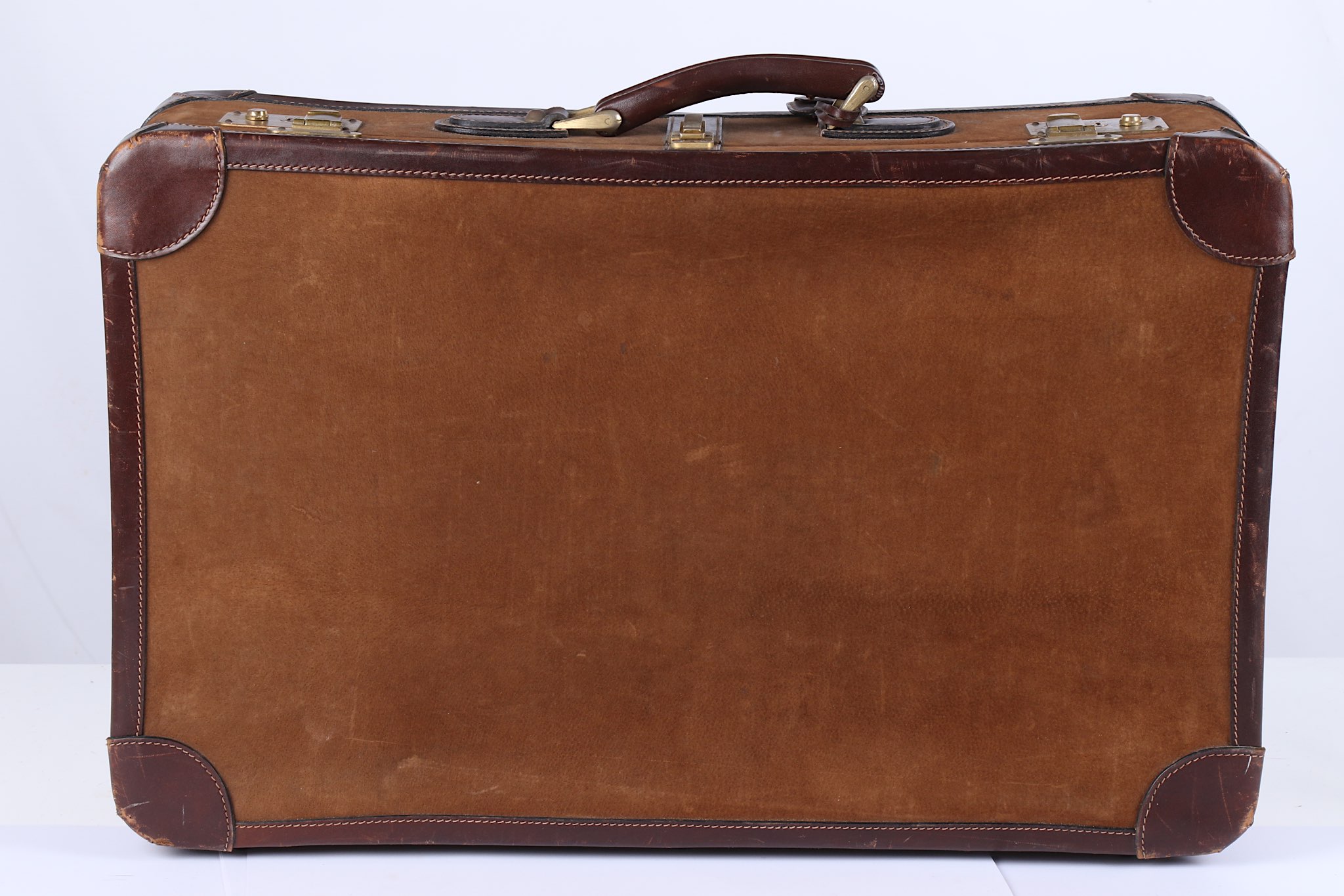 Gucci Vintage Suede Suitcase, brown leather trim a - Image 3 of 7