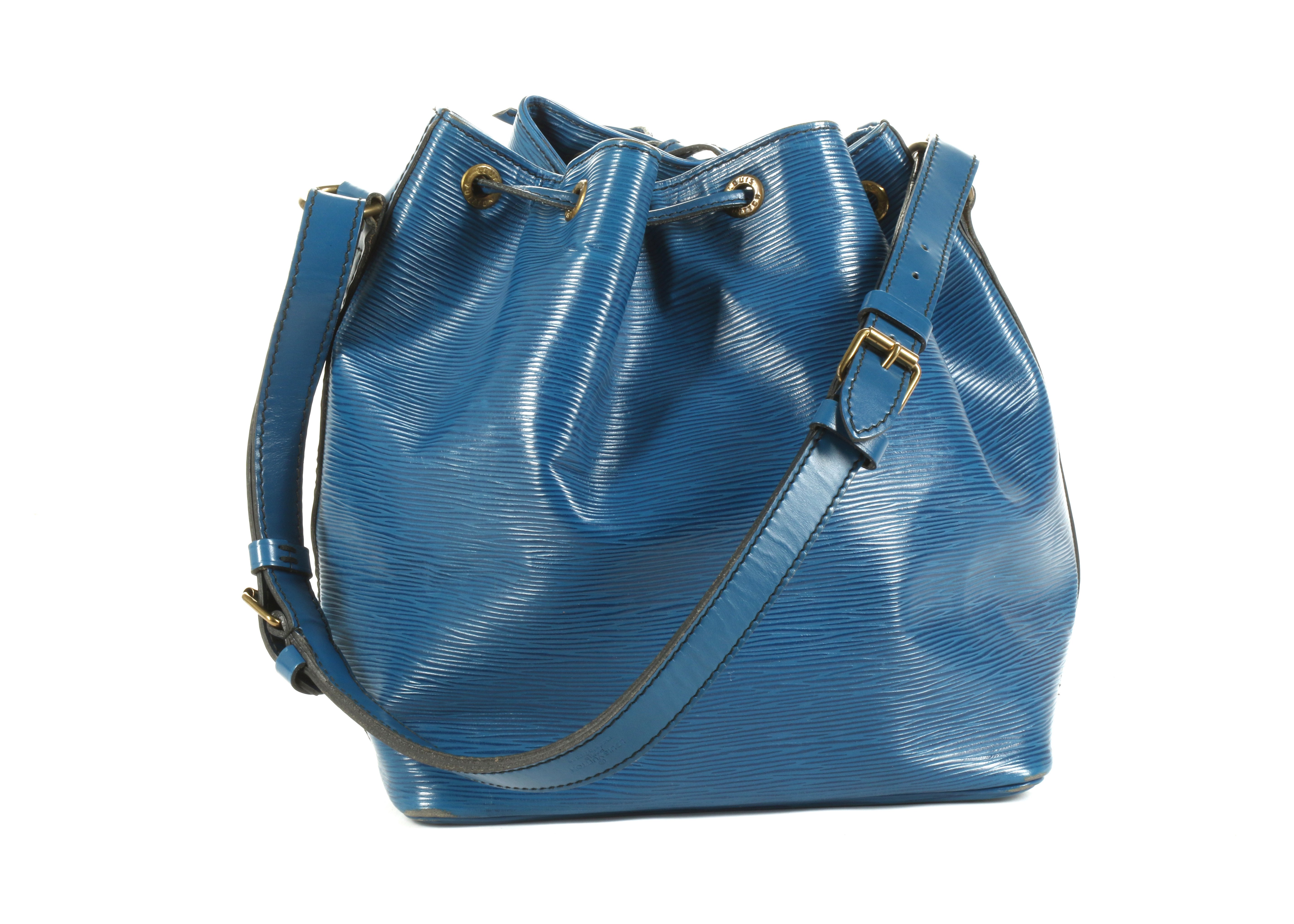 Louis Vuitton Blue Epi Noe PM, c. 1988, Epi leather with drawstring closure and gold tone