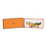 Hermes Silk Mini Bow Tie, in shades of yellow, pin