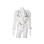 Thierry Mugler White Cotton Blazer, silver detacha