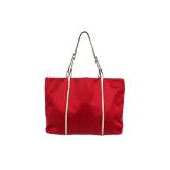 Prada Red Silk Petite Handbag, delicate cream leat