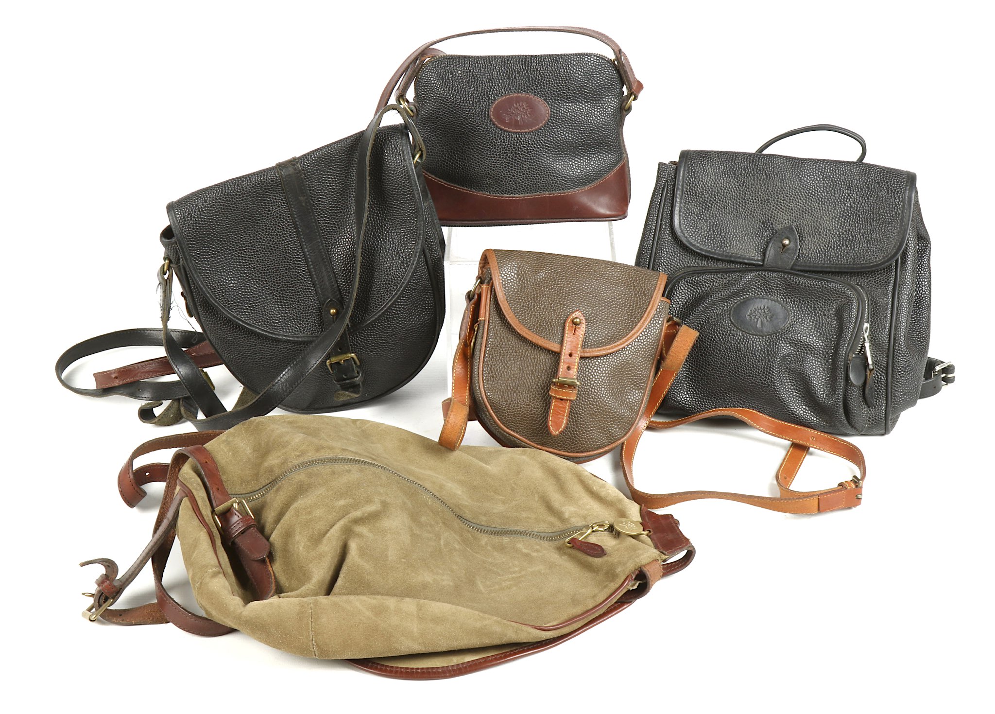 Five Vintage Mulberry Scotchgrain Handbags, to inc