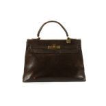 Vintage Hermes Brown Box Kelly 32, c. 1959, gold p