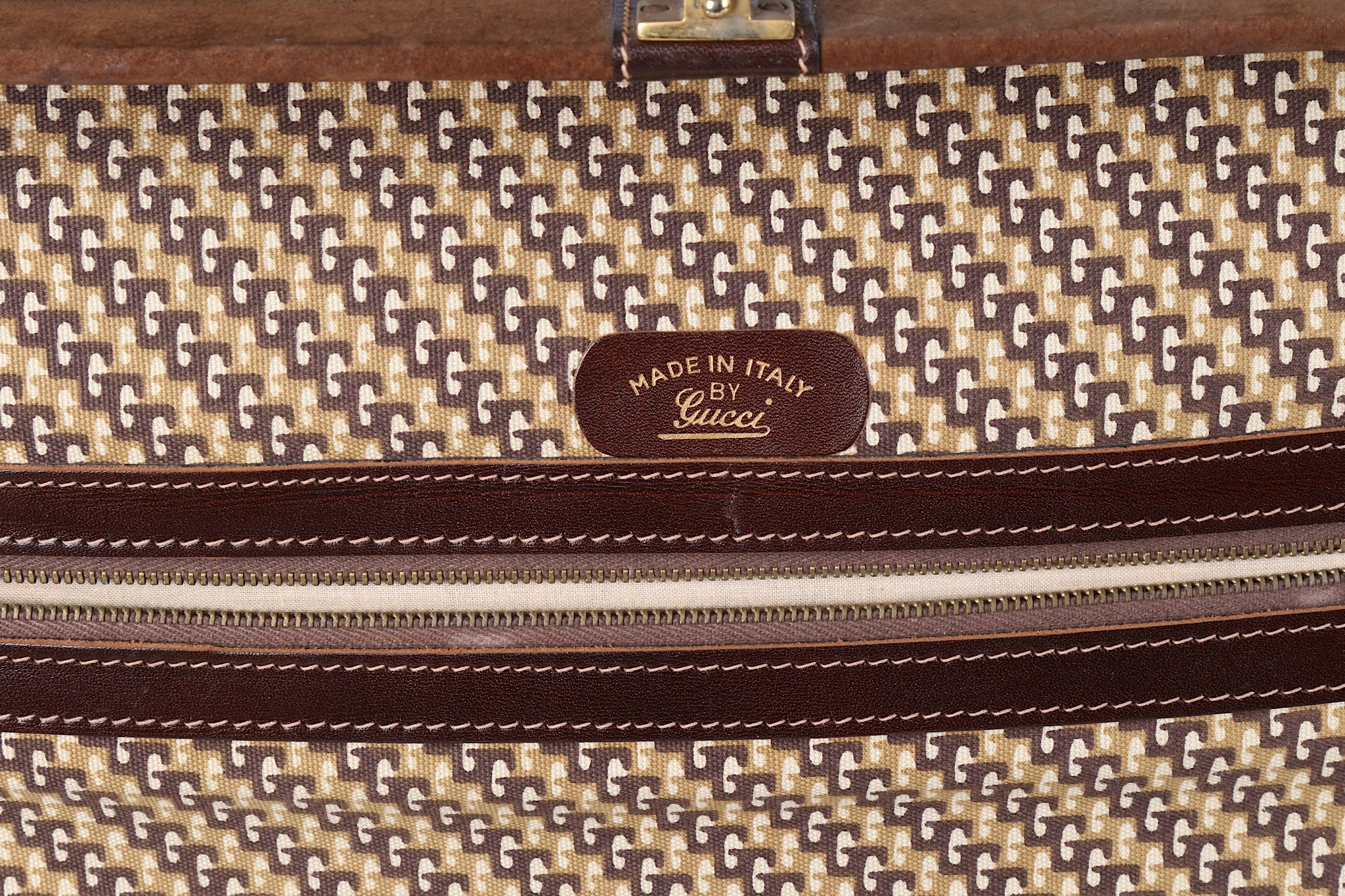 Gucci Vintage Suede Suitcase, brown leather trim a - Image 5 of 7