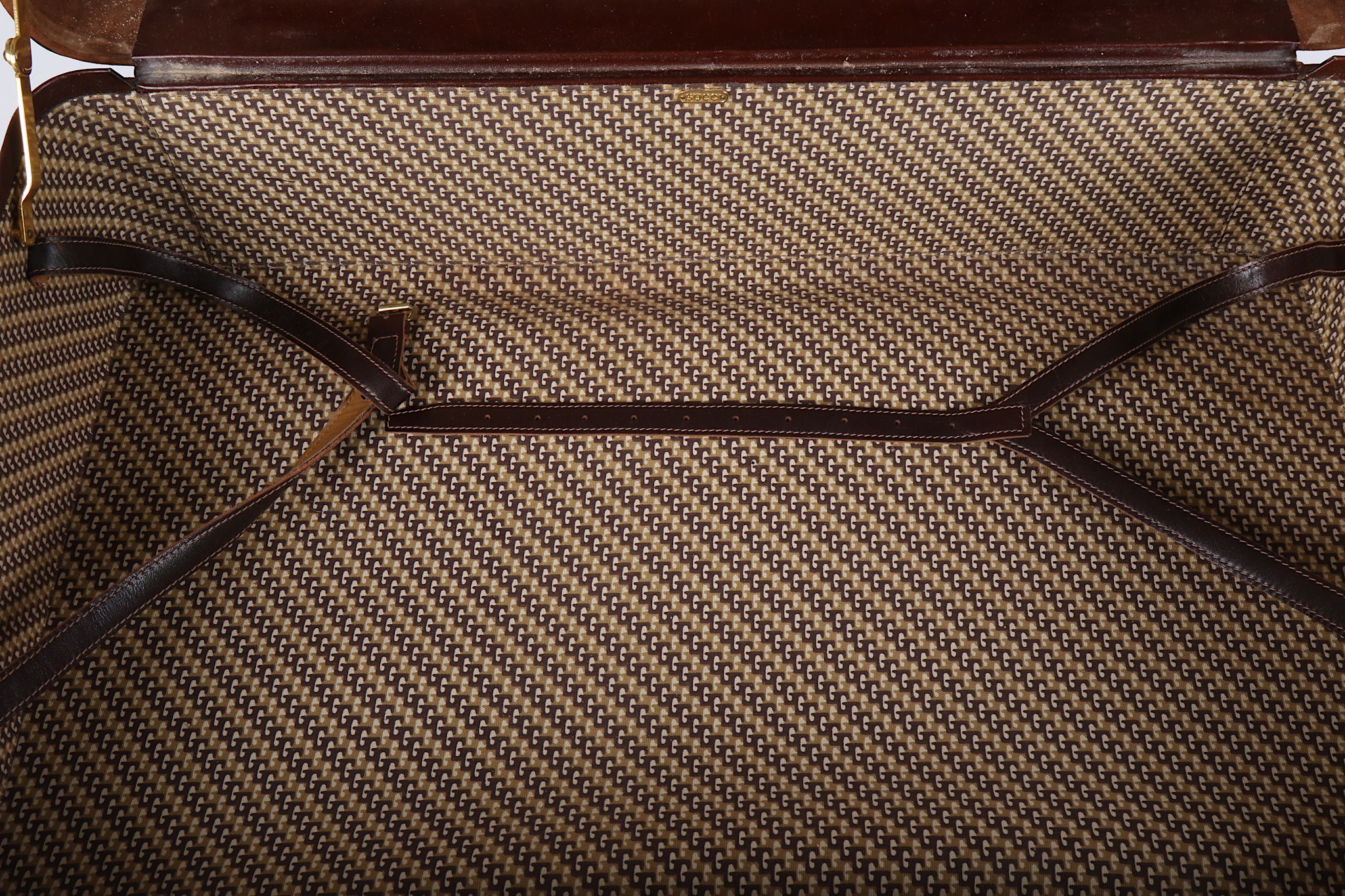 Gucci Vintage Suede Suitcase, brown leather trim a - Image 7 of 7