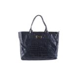 Michael Kors Navy Hudson Downtown Tote, crocodile