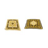 Two Versace Atelier Silk Scarves, 1990s, one scarf with gold and cream silk scarf, featuring classic