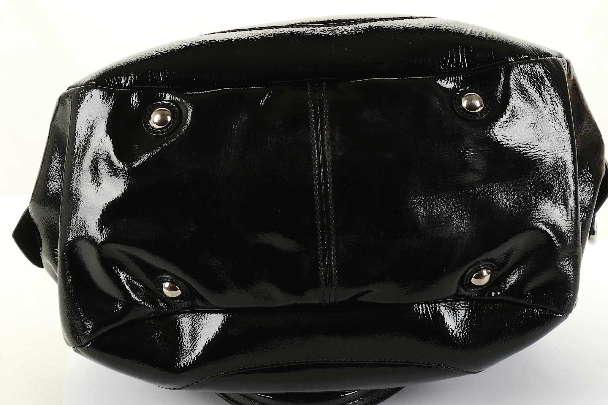 Alexander McQueen Black Patent Tote Bag, silver to - Image 4 of 5