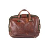 Vintage Loewe Suitcase, brown leather with green s