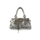 Chloe Silver Leather Paddington Handbag, silver to