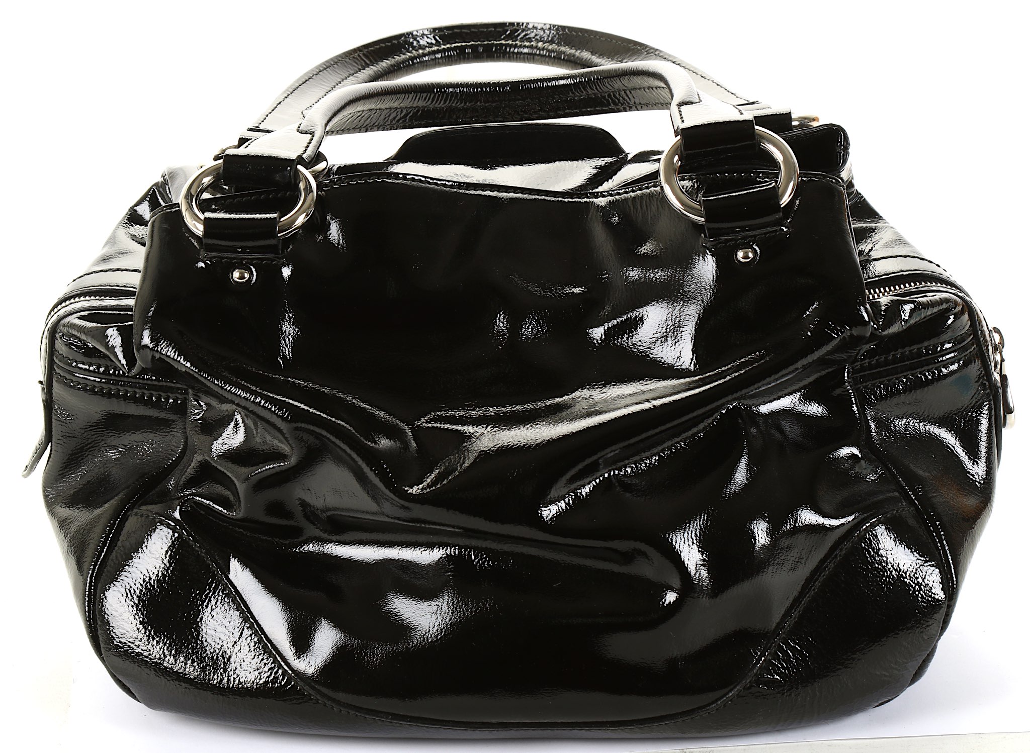 Alexander McQueen Black Patent Tote Bag, silver to - Image 3 of 5