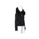 Amanda Wakeley Black Fox Trim Jacket, wool and cas