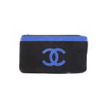 Chanel Black Velour Cosmetics Pouch, with blue pat