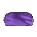 Tom Ford Purple Silk Make-Up Bag, gold tone zip, 2