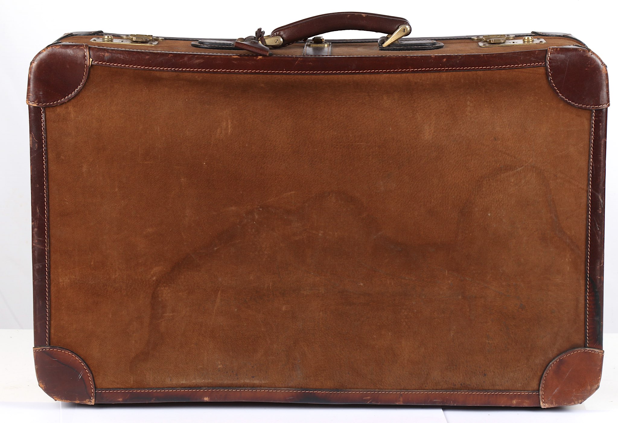 Gucci Vintage Suede Suitcase, brown leather trim a - Image 2 of 7