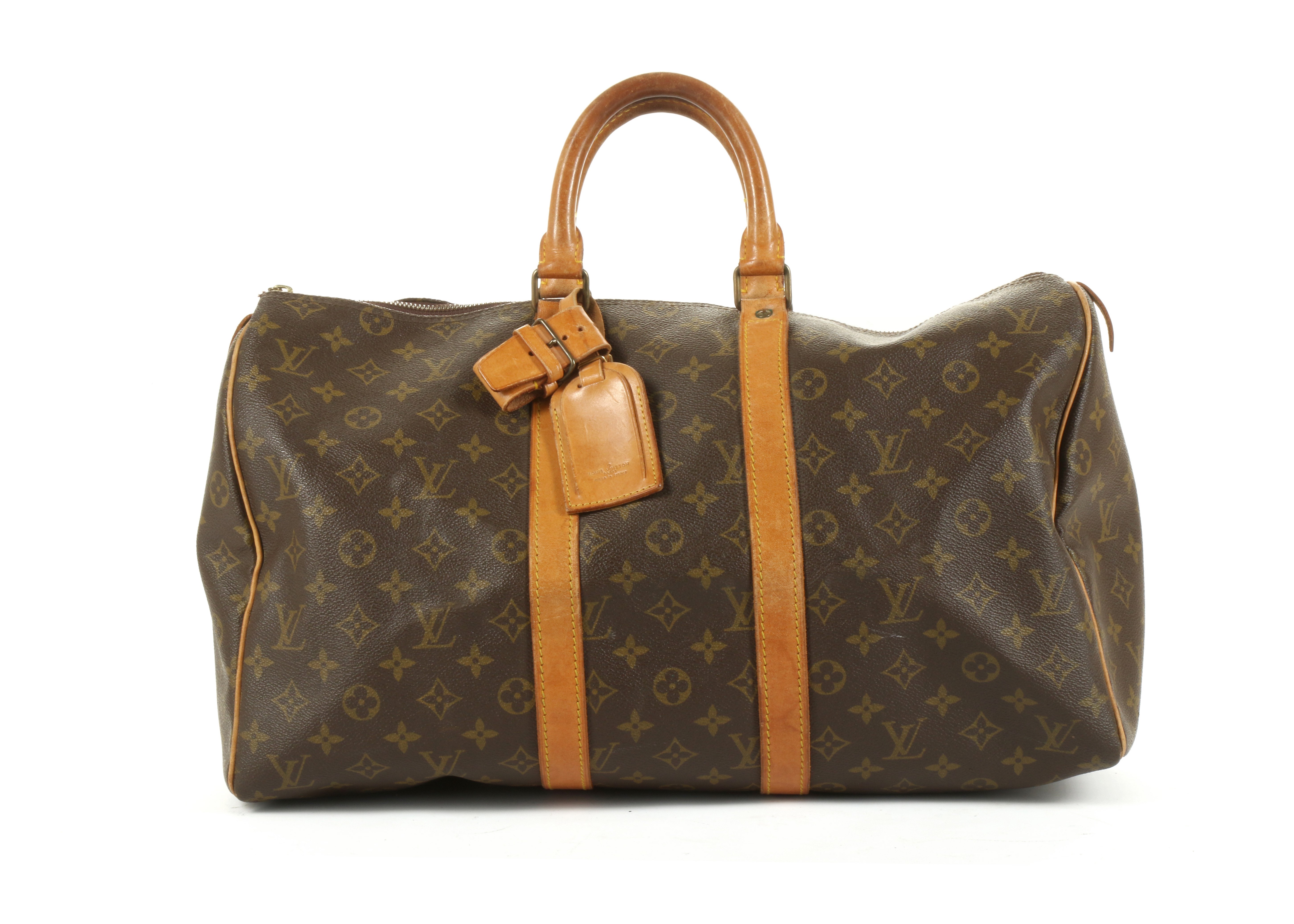 Louis Vuitton Keepall Bandouliere 45, c. 1984 (date code is faint), monogram canvas with leather