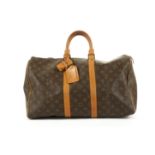 Louis Vuitton Keepall Bandouliere 45, c. 1984 (date code is faint), monogram canvas with leather