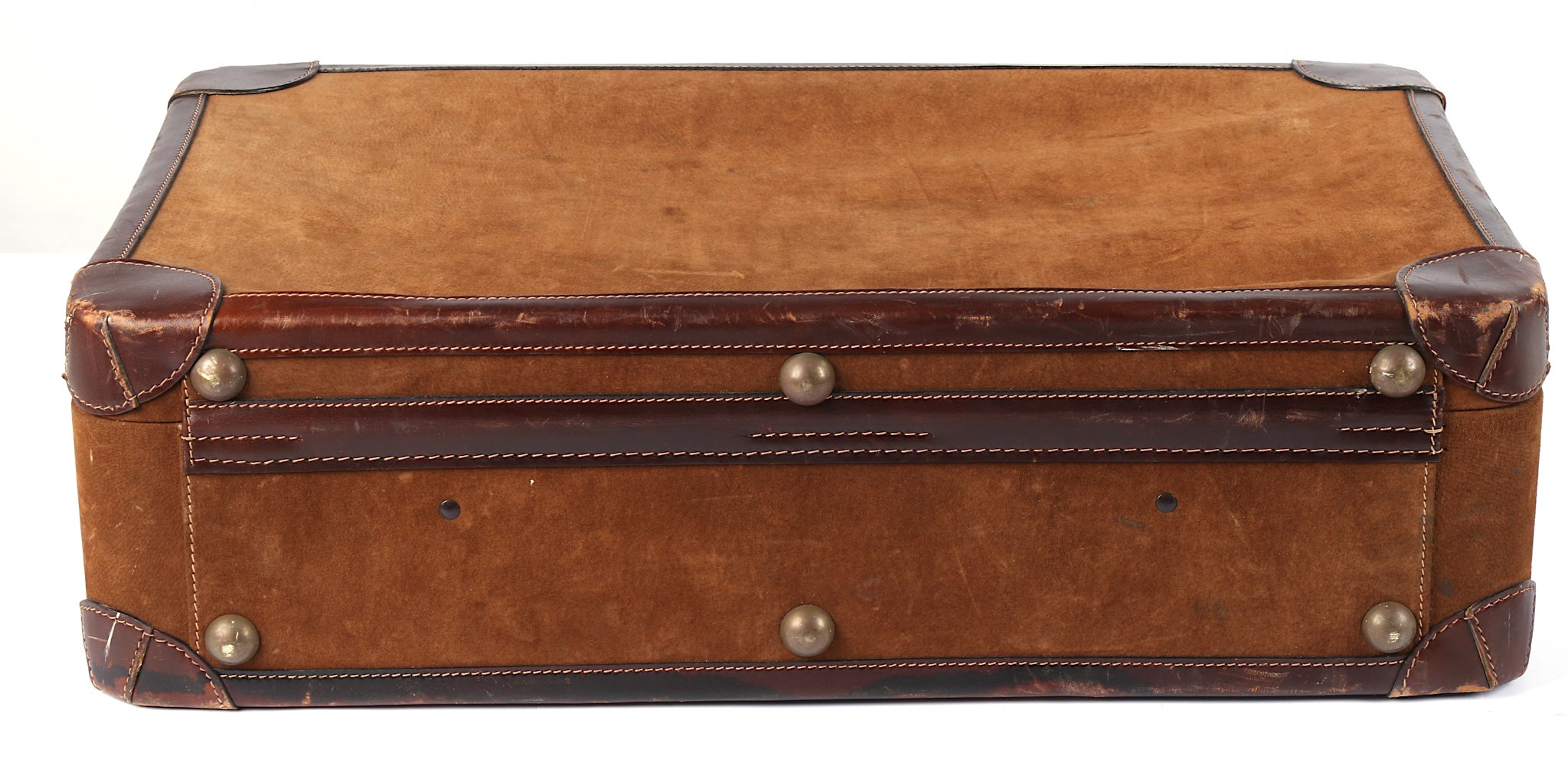 Gucci Vintage Suede Suitcase, brown leather trim a - Image 4 of 7