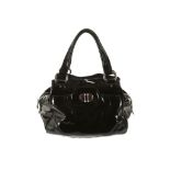 Alexander McQueen Black Patent Tote Bag, silver to