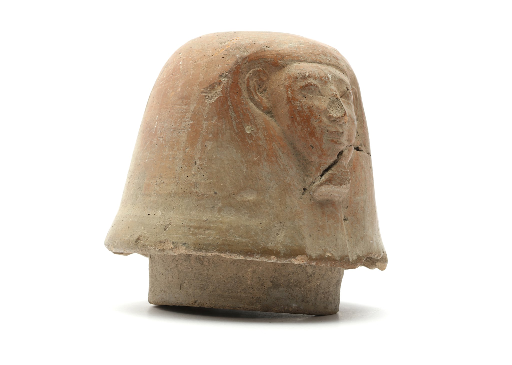A TERRACOTTA CANOPIC JAR LID New Kingdom, Circa 1550 - 1070 B.C. Of human-headed Imsety, the - Image 3 of 6