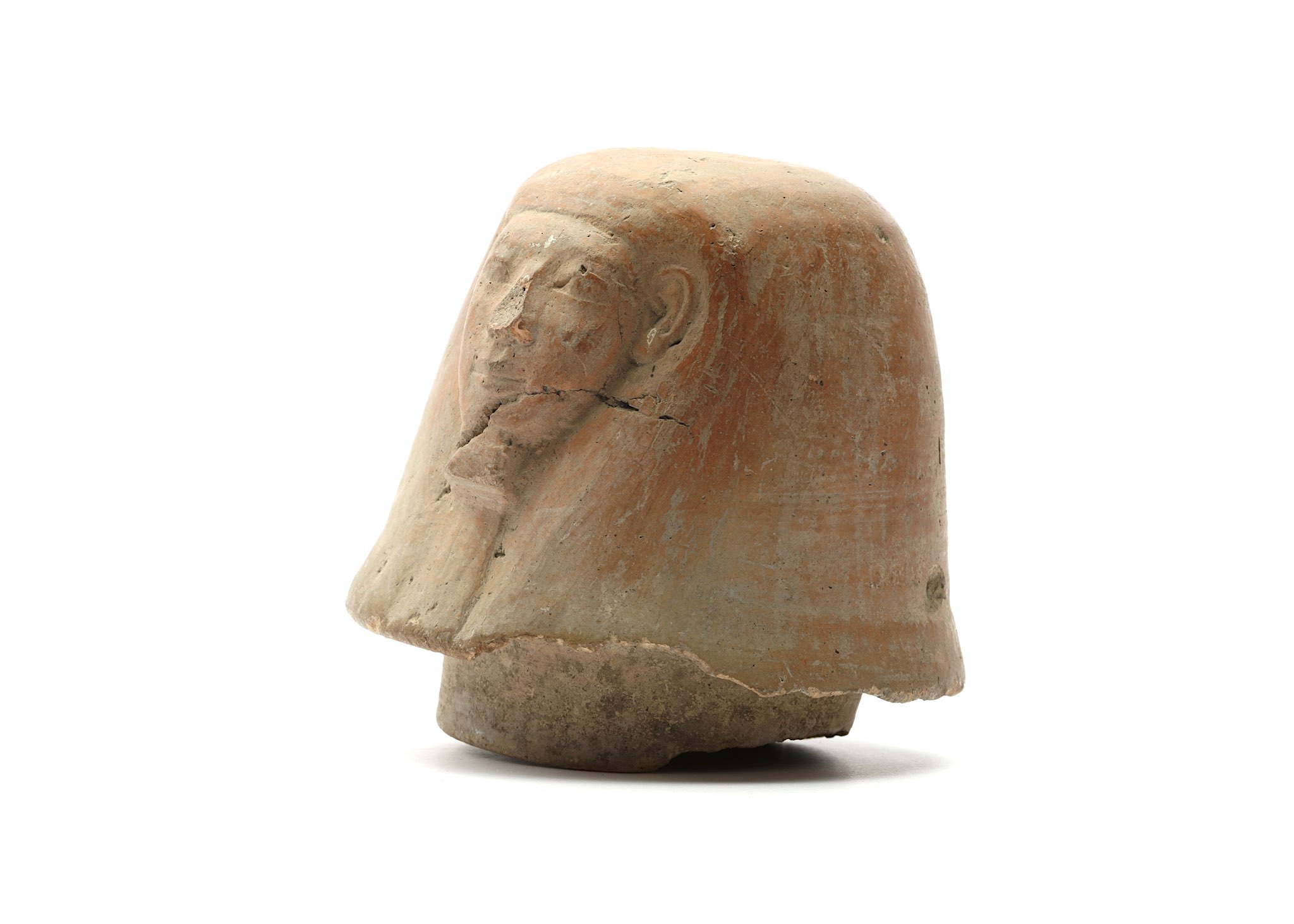 A TERRACOTTA CANOPIC JAR LID New Kingdom, Circa 1550 - 1070 B.C. Of human-headed Imsety, the - Image 2 of 6