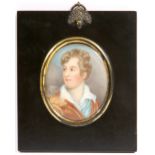 Two framed portrait miniatures of poets, 19th Century, including one of Lord Byron and one of Robert