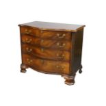 ***WITHDRAWN*** A mahogany serpentine chest, George III and later, the top drawer with leather lined