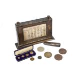 A set of George V Maundy Money, dated 1927; together with an Edwardian silver cased 9ct gold mounted