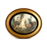 Two pairs of coloured engravings after Bartolozzi, 19th Century, in oval gilt frames (4)