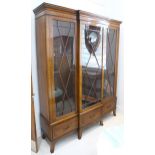 An George III design mahogany breakfront bookcase, early 20th Century, with dentil cornice over