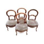 WITHDRAWN A set of four French walnut balloon back dining chairs, late 19th Century (4)  WITHDRAWN