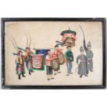 ***WITHDRAWN*** A collection of Chinese paintings on rice paper, 19th Century, one depicting a