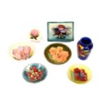 A collection of various Moorcroft pottery items, mid-20th Century and later, to include four small