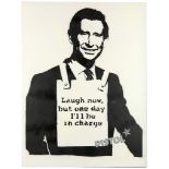 Pistol (British), 'Laugh Now' 2012, spraypaint and stencil on canvas, stencil signed front, signed