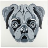 Robert Coleman (British), 'Pug', oil on canvas, signed verso; canvas: 91.5 x 91.5cm ARR