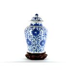 A Chinese porcelain baluster vase and cover, 19th Century, decorated in underglaze-blue with