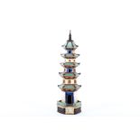 A Chinese earthenware model of a pagoda, late 19th / early 20th Century, in six sections, painted in