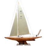 A large racing model pond yacht, "Leda 1518", mid-20th Century, fully restored with aluminium masts,