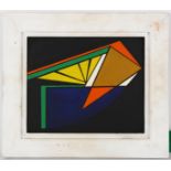 J. McLelland, three abstract paintings on board, one signed on the reverse and with monogram (