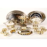 A mixed collection of silver plated table service items, 20th Century, to include two graduated oval