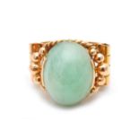 A cabochon beryl dress ring, Austrian marks, ring size S