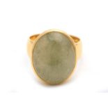 A dress ring, by Thorell Guldsmed Rune, 1974, Set with a cabochon dyed nephrite, Swedish hallmark,