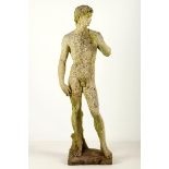 A late 19th / early 20th Century stone garden figure of David after Michelangelo, in standing